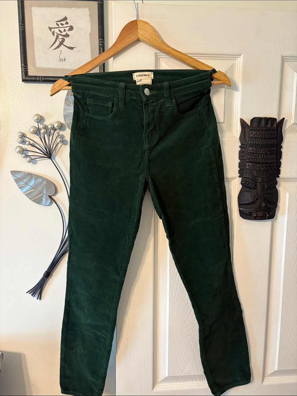L'AGENCE Dark Green Skinny Corduroy Pants